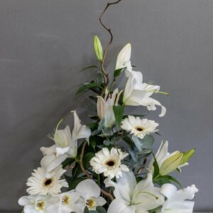 Composition blanche lys et rose pour mariage