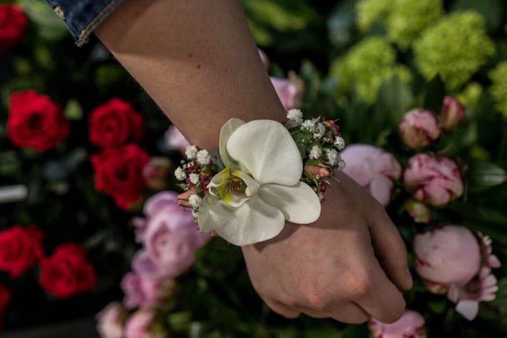Manchette de mariée fleurs naturelles